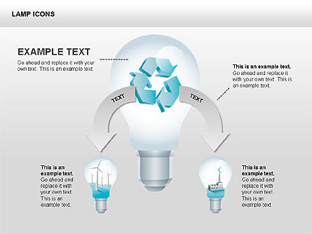 Lamp ícones e formas, Modelo do PowerPoint, 00418, Ícones — PoweredTemplate.com