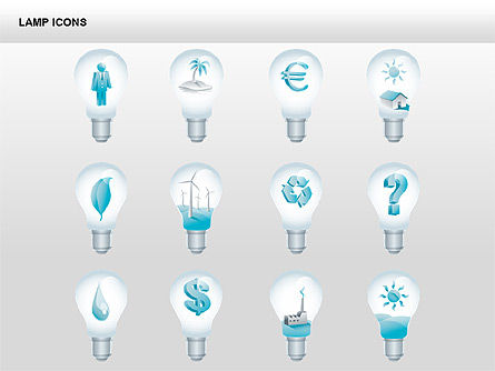 Iconos y formas de la lámpara, Diapositiva 11, 00418, Iconos — PoweredTemplate.com