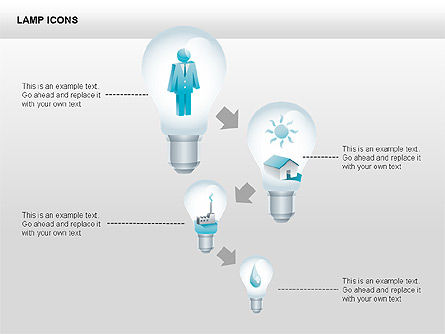 Iconos y formas de la lámpara, Diapositiva 14, 00418, Iconos — PoweredTemplate.com