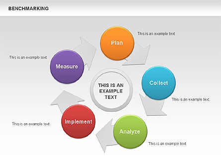  Diagramas de benchmarking coloridos, Modelo do PowerPoint, 00437, Modelos de Negócio — PoweredTemplate.com