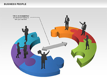 Business Donut Diagrams, Slide 12, 00440, Silhouettes — PoweredTemplate.com