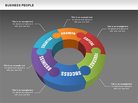 Diagramas de donuts de negocios, Diapositiva 13, 00440, Siluetas — PoweredTemplate.com