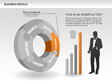 Diagramas de donuts de negocios, Diapositiva 3, 00440, Siluetas — PoweredTemplate.com