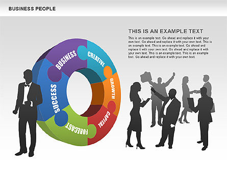 Business-Donut-Diagramme, Folie 7, 00440, Silhouetten — PoweredTemplate.com