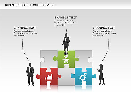 Puzzle and Silhouettes, Slide 12, 00442, Puzzle Diagrams — PoweredTemplate.com
