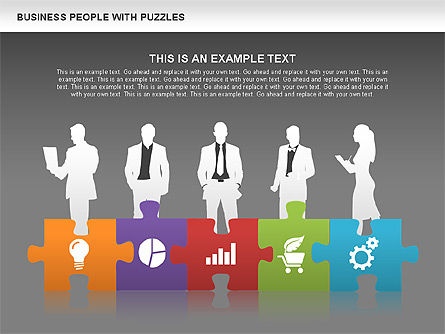 Puzzle and Silhouettes, Slide 13, 00442, Puzzle Diagrams — PoweredTemplate.com