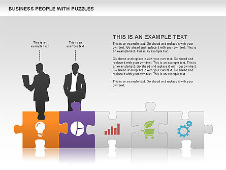 Puzzle and Silhouettes, Slide 2, 00442, Puzzle Diagrams — PoweredTemplate.com