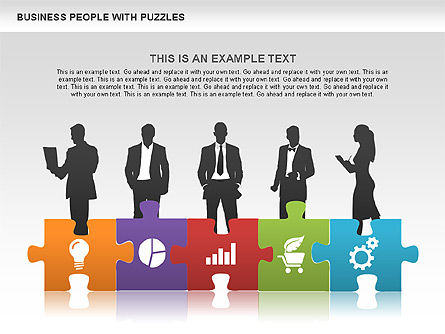 Puzzle and Silhouettes, Slide 5, 00442, Puzzle Diagrams — PoweredTemplate.com