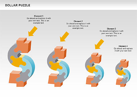 달러 퍼즐 다이어그램, 슬라이드 10, 00449, 퍼즐 도표 — PoweredTemplate.com