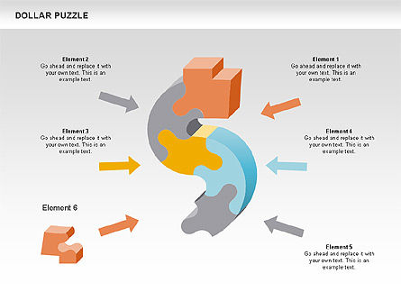 Diagrammes du dollar, Diapositive 5, 00449, Schémas puzzle — PoweredTemplate.com