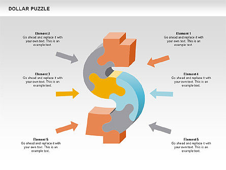 달러 퍼즐 다이어그램, 슬라이드 6, 00449, 퍼즐 도표 — PoweredTemplate.com