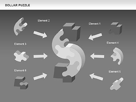 달러 퍼즐 다이어그램, 슬라이드 7, 00449, 퍼즐 도표 — PoweredTemplate.com