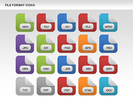 I file multimediali icone e forme, Slide 11, 00450, icone — PoweredTemplate.com
