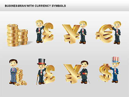 Währung und Geschäftsmann Symbole, Folie 12, 00453, Icons — PoweredTemplate.com