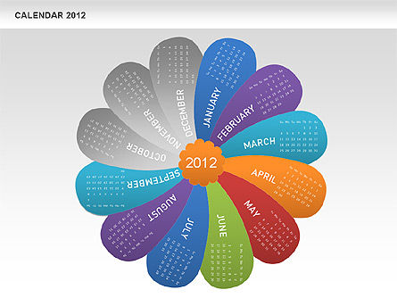 파워 포인트 꽃잎 달력 2012, 슬라이드 10, 00495, Timelines & Calendars — PoweredTemplate.com