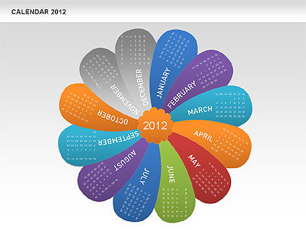 Calendrier des pétales Powerpoint 2012, Diapositive 11, 00495, Timelines & Calendars — PoweredTemplate.com