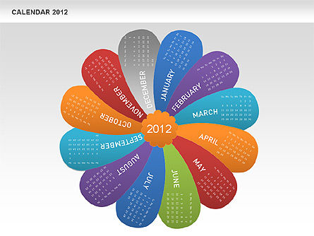 Calendario de Pétalos de PowerPoint 2012, Diapositiva 12, 00495, Timelines & Calendars — PoweredTemplate.com