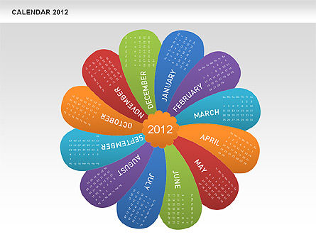 파워 포인트 꽃잎 달력 2012, 슬라이드 13, 00495, Timelines & Calendars — PoweredTemplate.com
