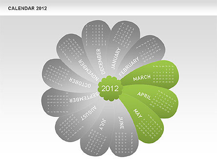 Calendrier des pétales Powerpoint 2012, Diapositive 15, 00495, Timelines & Calendars — PoweredTemplate.com