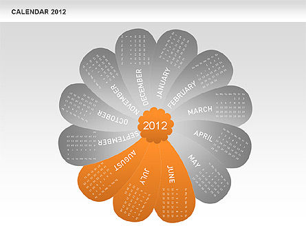 Calendrier des pétales Powerpoint 2012, Diapositive 16, 00495, Timelines & Calendars — PoweredTemplate.com