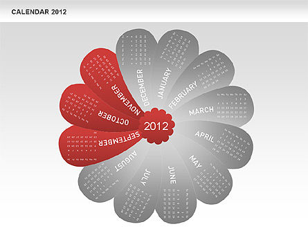 Calendario de Pétalos de PowerPoint 2012, Diapositiva 17, 00495, Timelines & Calendars — PoweredTemplate.com