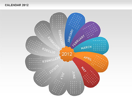 파워 포인트 꽃잎 달력 2012, 슬라이드 6, 00495, Timelines & Calendars — PoweredTemplate.com