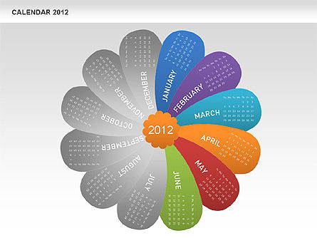 Calendario de Pétalos de PowerPoint 2012, Diapositiva 7, 00495, Timelines & Calendars — PoweredTemplate.com