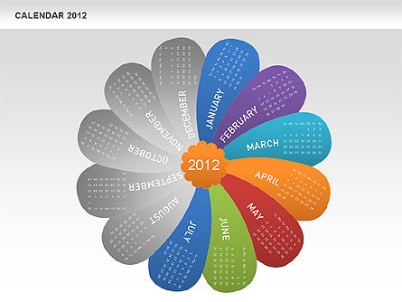 파워 포인트 꽃잎 달력 2012, 슬라이드 8, 00495, Timelines & Calendars — PoweredTemplate.com