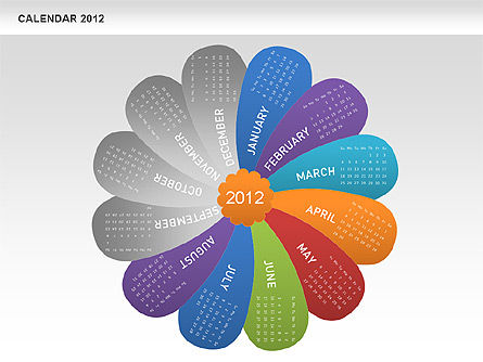 PowerPoint Petals Calendar 2012, Slide 9, 00495, Timelines & Calendars — PoweredTemplate.com