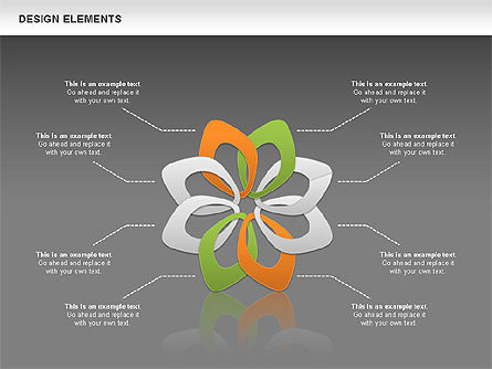 겹치는 꽃잎 색 도형, 슬라이드 13, 00514, 모양 — PoweredTemplate.com