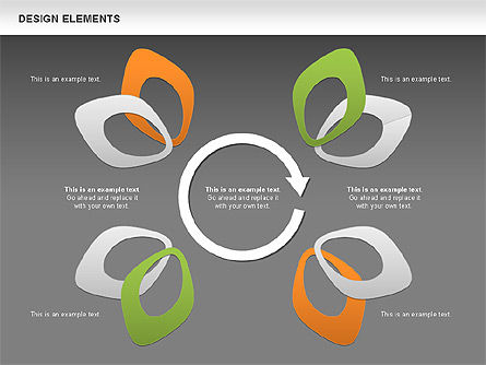 겹치는 꽃잎 색 도형, 슬라이드 14, 00514, 모양 — PoweredTemplate.com