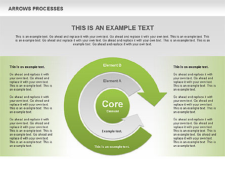 Processos com caixa de ferramentas de setas curvas, Modelo do PowerPoint, 00558, Formas — PoweredTemplate.com