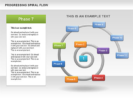 Progressing Spiral Flow Chart, Slide 10, 00560, Stage Diagrams — PoweredTemplate.com