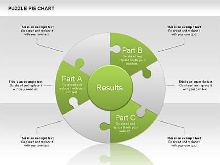 Puzzle gráfico de pizza, Modelo do PowerPoint, 00563, Gráficos circulares — PoweredTemplate.com