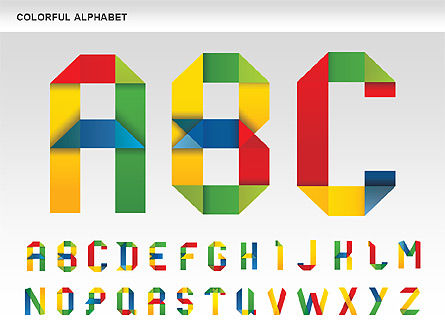 Colorful Alphabet Shapes, PowerPoint Template, 00582, Education Charts and Diagrams — PoweredTemplate.com