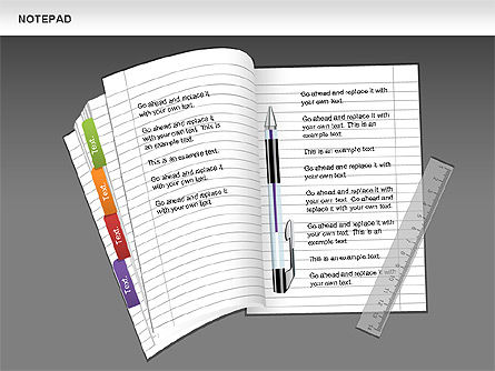 Notepad Shapes and Diagrams, Slide 15, 00608, Shapes — PoweredTemplate.com