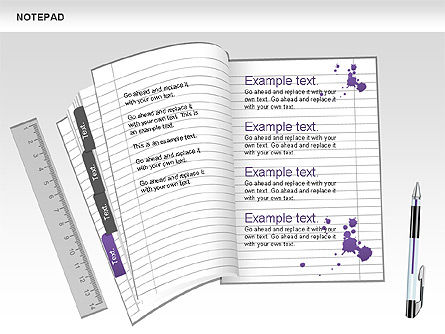Notepad Shapes and Diagrams, Slide 5, 00608, Shapes — PoweredTemplate.com