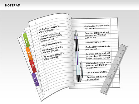 Notepad Shapes and Diagrams, Slide 6, 00608, Shapes — PoweredTemplate.com