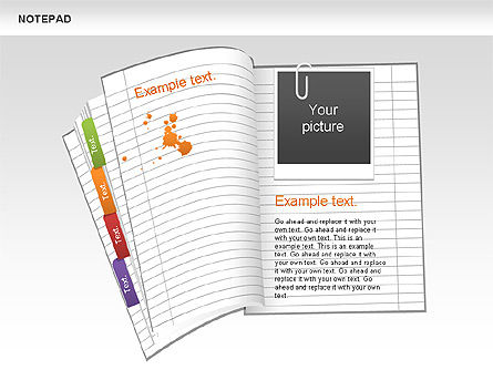 Notepad Shapes and Diagrams, Slide 8, 00608, Shapes — PoweredTemplate.com