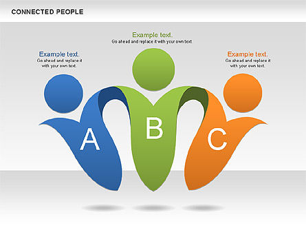 Persone forme connesse, Modello PowerPoint, 00609, Forme — PoweredTemplate.com