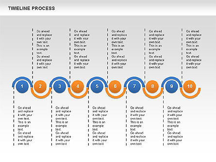 Processo Timeline, Modello PowerPoint, 00630, Diagrammi di Processo — PoweredTemplate.com