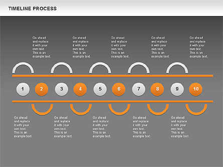 タイムラインプロセス, スライド 13, 00630, プロセス図 — PoweredTemplate.com