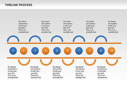 タイムラインプロセス, スライド 5, 00630, プロセス図 — PoweredTemplate.com