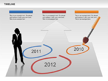 Timeline e diagrama de silhuetas, Modelo do PowerPoint, 00632, Timelines & Calendars — PoweredTemplate.com