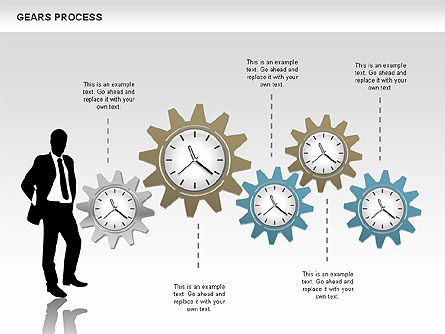 歯車のプロセス, PowerPointテンプレート, 00634, プロセス図 — PoweredTemplate.com