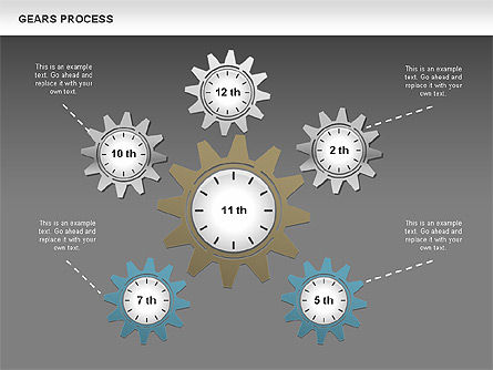 Proceso con engranajes, Diapositiva 16, 00634, Diagramas de proceso — PoweredTemplate.com