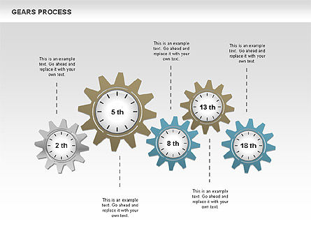 Proceso con engranajes, Diapositiva 5, 00634, Diagramas de proceso — PoweredTemplate.com