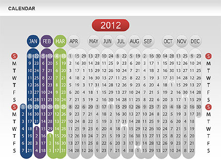 2012 년 달력, 슬라이드 5, 00646, Timelines & Calendars — PoweredTemplate.com