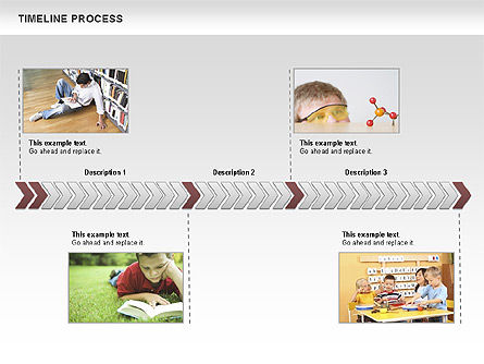 Diagram Proses Garis Waktu, Templat PowerPoint, 00671, Timelines & Calendars — PoweredTemplate.com