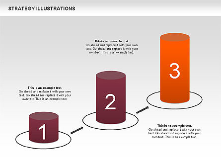 Strategy com diagrama de cilindros, Modelo do PowerPoint, 00676, Diagramas de Etapas — PoweredTemplate.com